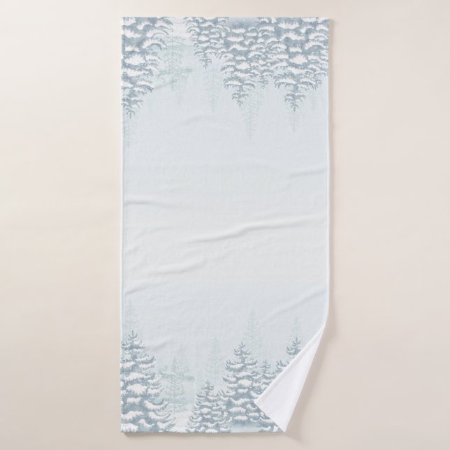 Watercolor Pine Trees Snow Pine Forest Bath Towel (Bath Towel)