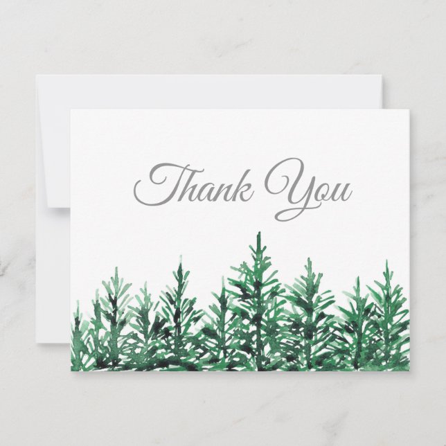 Watercolor Pine Trees  Thank You Card (Front)
