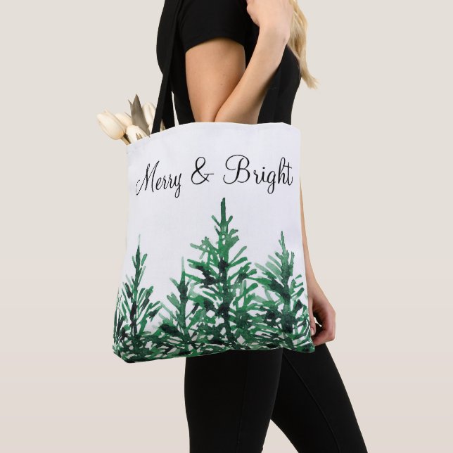 Watercolor Pine Trees   Tote Bag (Close Up)