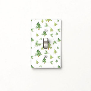 Watercolor Pine Trees Winter Minimal Rustic Light Switch Cover