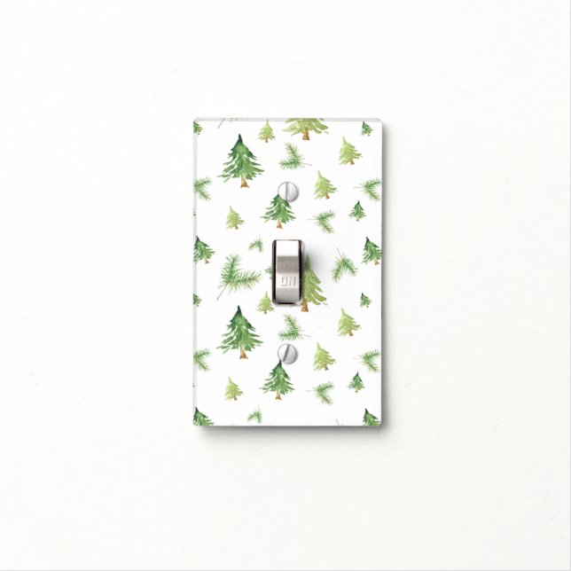 Watercolor Pine Trees Winter Minimal Rustic Light Switch Cover (In Situ)