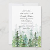 Watercolor Pine Trees Winter Wedding Invitation | Zazzle