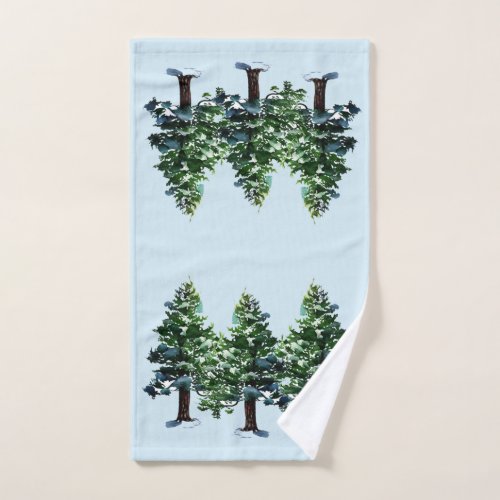 Watercolor Pine Trees with Snow Hand Towel