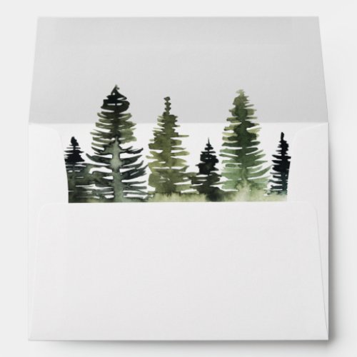 Watercolor Pine Trees Woodland Baby Shower Envelope