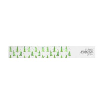 Watercolor Pine Trees Wrap Around Label by byDania at Zazzle
