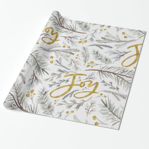 Watercolor Pine Twigs Wrapping Paper