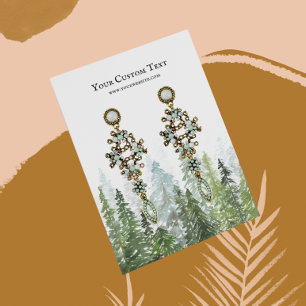 Watercolor Pine Woods Earring Jewelry Display Business Card