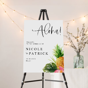 Watercolor Pineapple and Greenery Tropical Wedding Foam Board