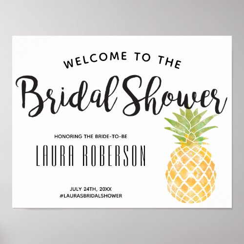 Watercolor Pineapple  Bridal Shower Welcome Sign