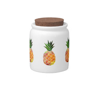 Watercolor Pineapple Candy Jar