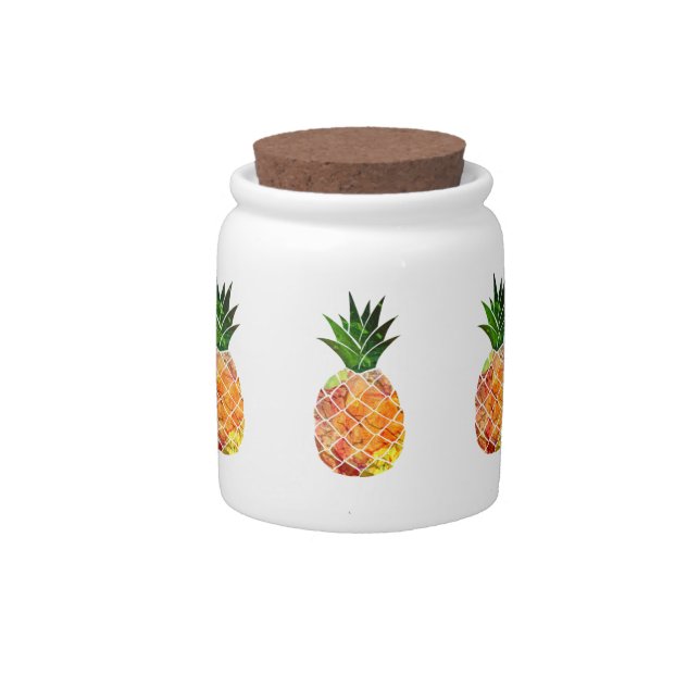 Watercolor Pineapple Candy Jar (Front)