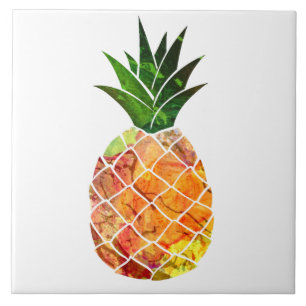 Watercolor Pineapple Ceramic Tile
