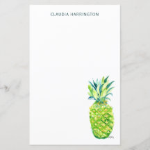 Watercolor Pineapple Colorful Artistic Stationery