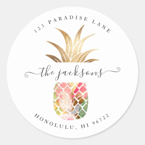 Watercolor Pineapple DIY Background Classic Round Sticker