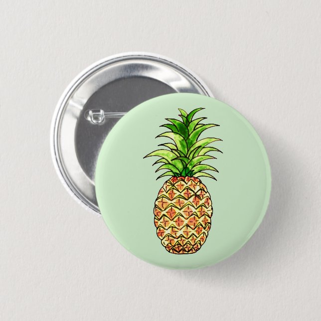 watercolor pineapple drawing button (Front & Back)