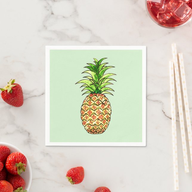 watercolor pineapple drawing napkins (Insitu)