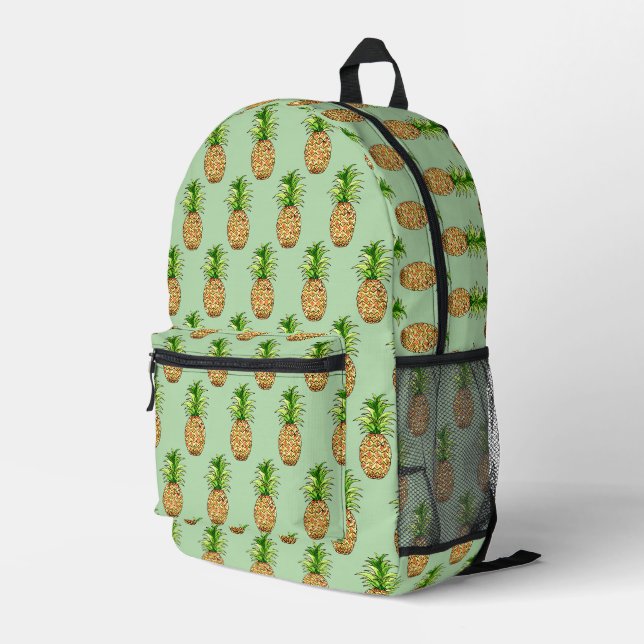 watercolor pineapple drawing printed backpack (Back Corner Right)