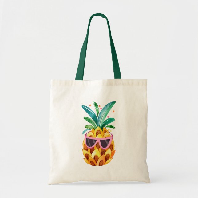 Watercolor Pineapple Illustration Tote Bag (Front)