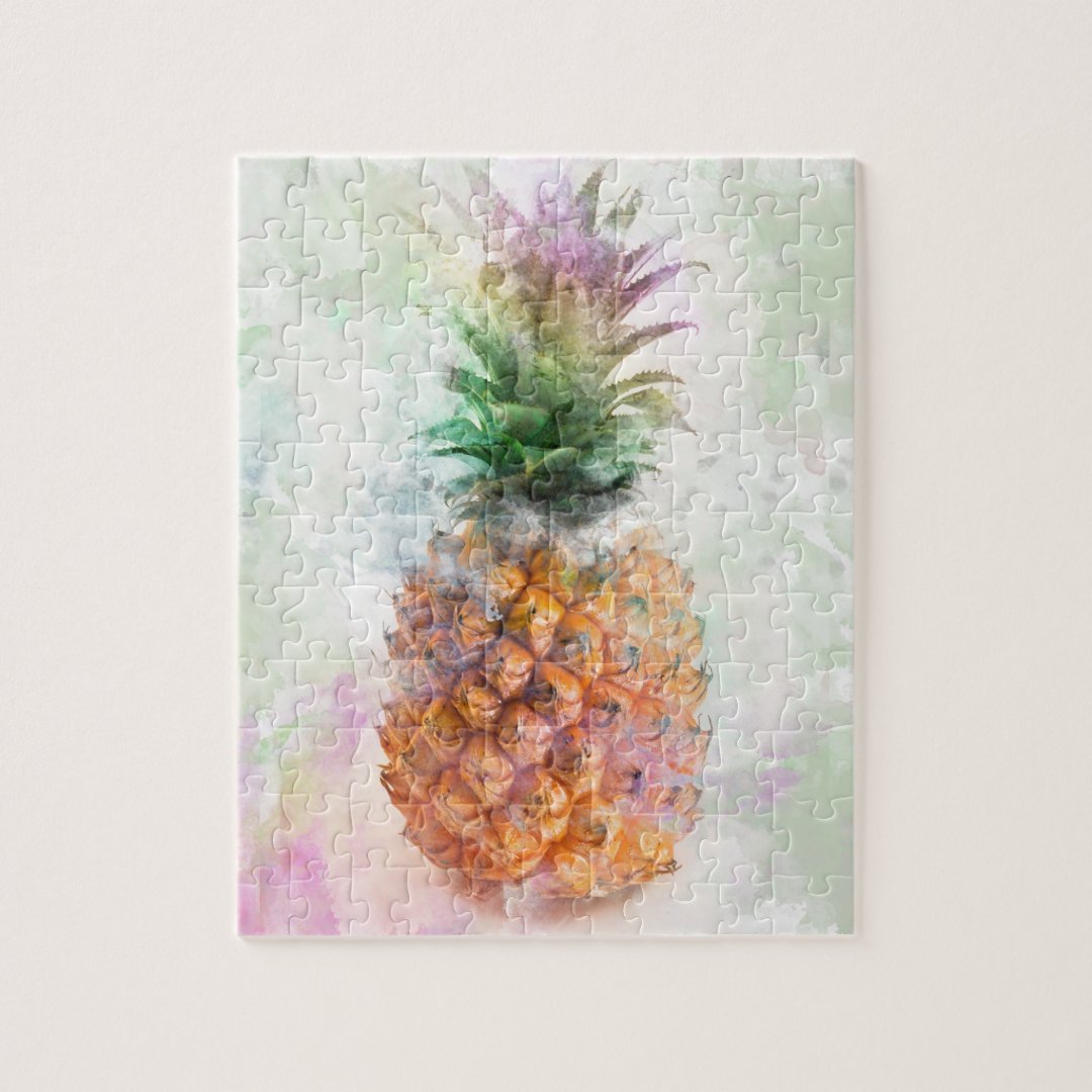 Watercolor pineapple jigsaw puzzle Zazzle