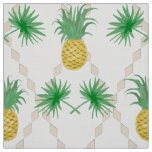 Watercolor pineapple palm leaves tropical exotic fabric