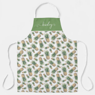 Watercolor Pineapple Pattern Apron