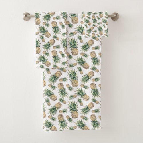 Watercolor Pineapple Pattern Bath Towel Set