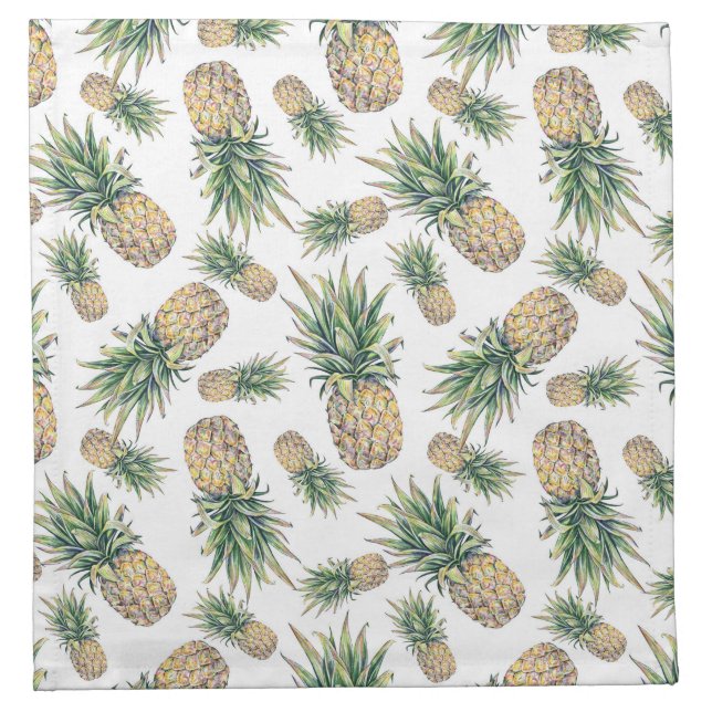 Watercolor Pineapple Pattern Cloth Napkin (Front)