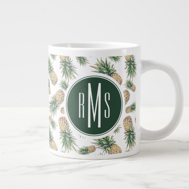 Watercolor Pineapple Pattern Giant Coffee Mug (Right)