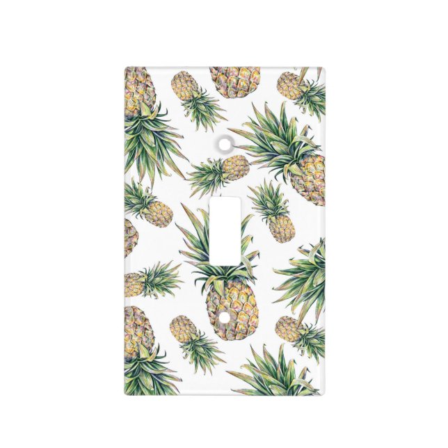 Watercolor Pineapple Pattern Light Switch Cover (Front)