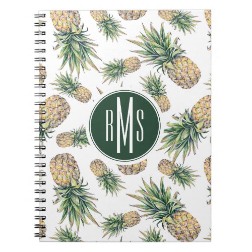 Watercolor Pineapple Pattern Notebook