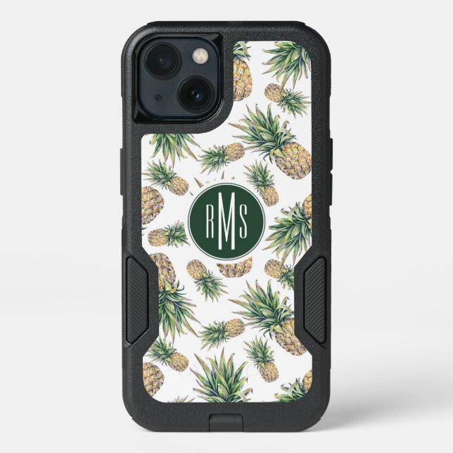 Watercolor Pineapple Pattern Otterbox iPhone Case (Back)