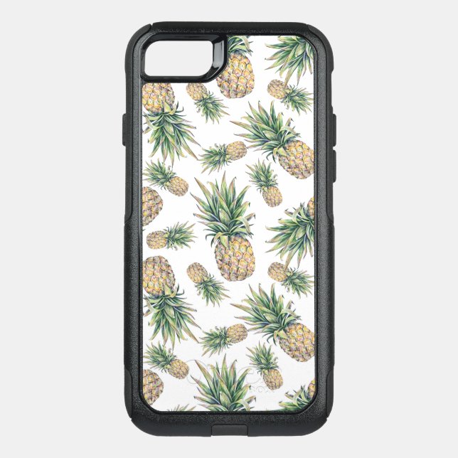 Watercolor Pineapple Pattern Otterbox iPhone Case (Back)