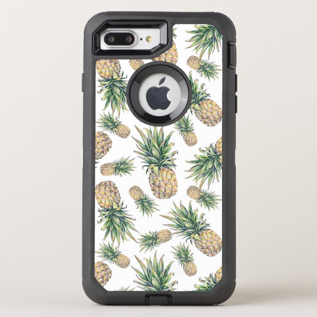 Watercolor Pineapple Pattern Otterbox iPhone Case (Back)