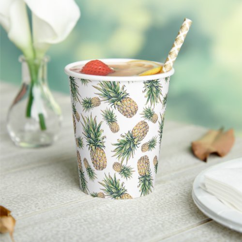 Watercolor Pineapple Pattern Paper Cups