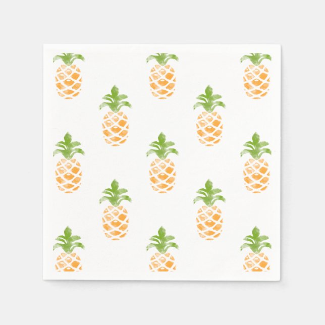 Watercolor Pineapple Pattern Paper Napkins (Front)