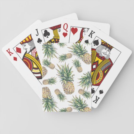 Watercolor Pineapple Pattern Playing Cards