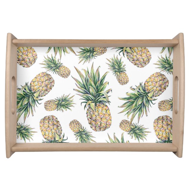 Watercolor Pineapple Pattern Serving Tray (Front)