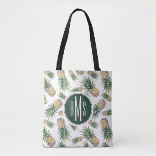 Watercolor Pineapple Pattern Tote Bag