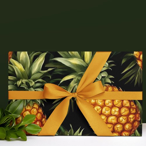 Watercolor Pineapple Seamless Pattern Wrapping Paper