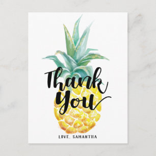 Watercolor Pineapple Thank You Postcard