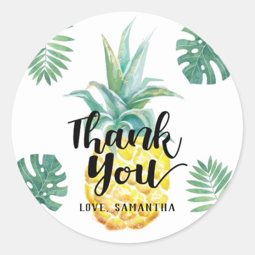 Watercolor Pineapple Thank You Sticker