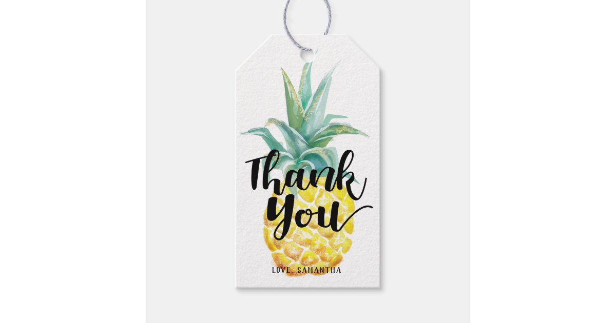 Watercolor Pineapple Thank You Tag | Zazzle