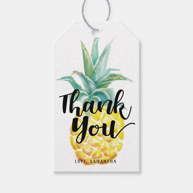 Watercolor Pineapple Thank You Tag | Zazzle