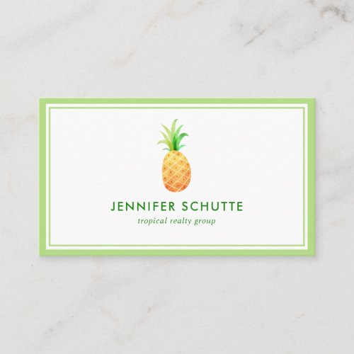 Watercolor Pineapple Tropical Beach Real Estate Business Card