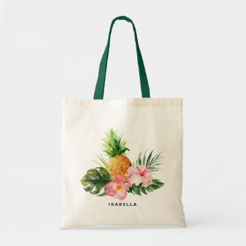Watercolor Pineapple Tropical Custom Tote Bag by misstallulah at Zazzle