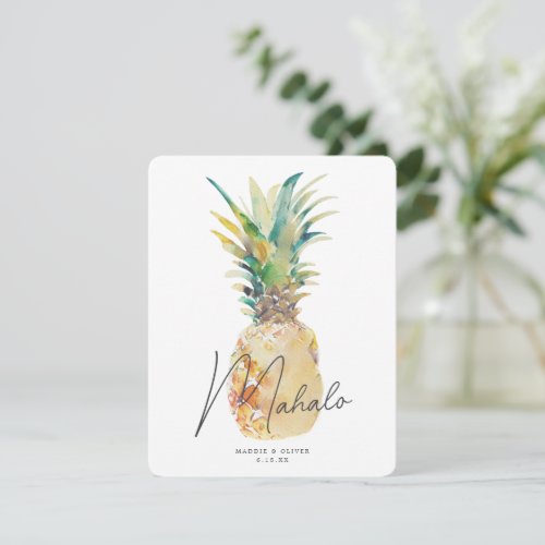Watercolor Pineapple Tropical Destination Wedding Thank You Card