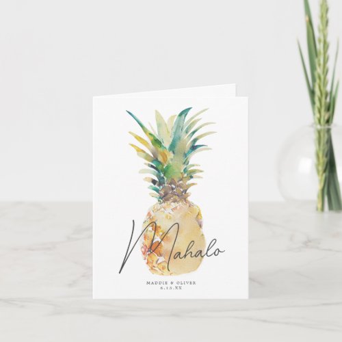 Watercolor Pineapple Tropical Destination Wedding Thank You Card