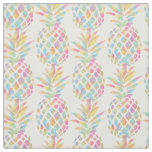 Watercolor Pineapple Tropical Rainbow Pattern Fabric