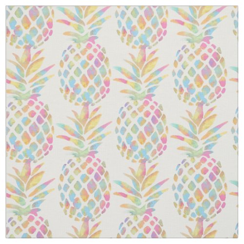 Custom Fabric 14 Watercolor Pineapple Tropical Rainbow Pattern Fabric