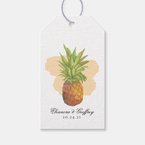 Watercolor Pineapple Tropical Summer Wedding Gift Tags